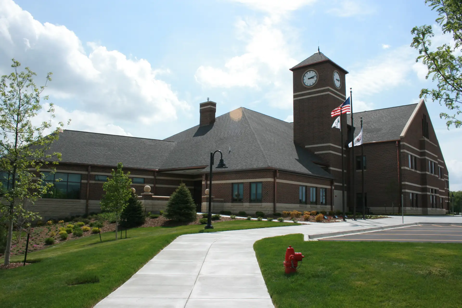 Oswego, Illinois Village Hall building on a sunny day