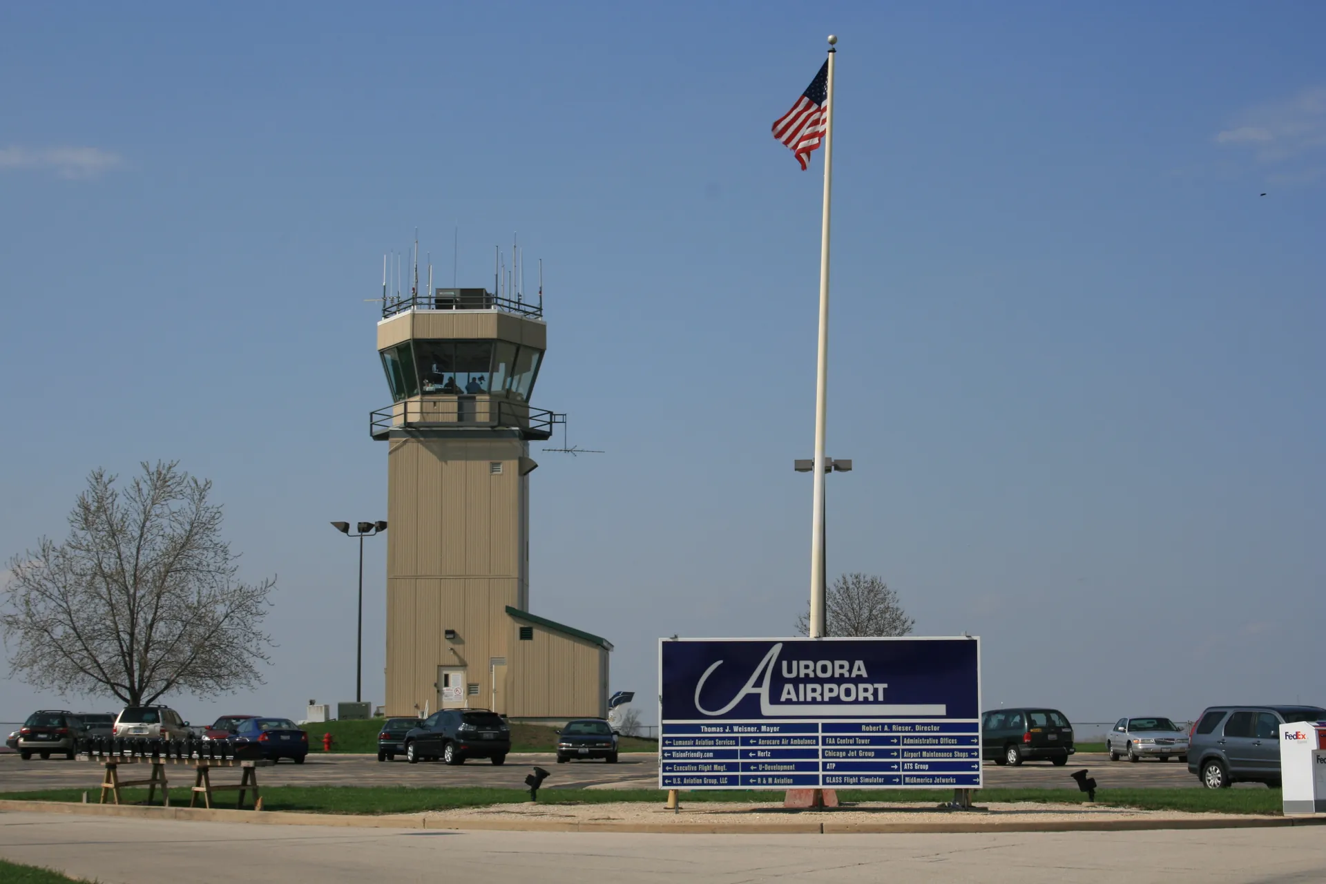 Aurora Municipal Airport control tower, located on the northwest side of Sugar Grove, IL