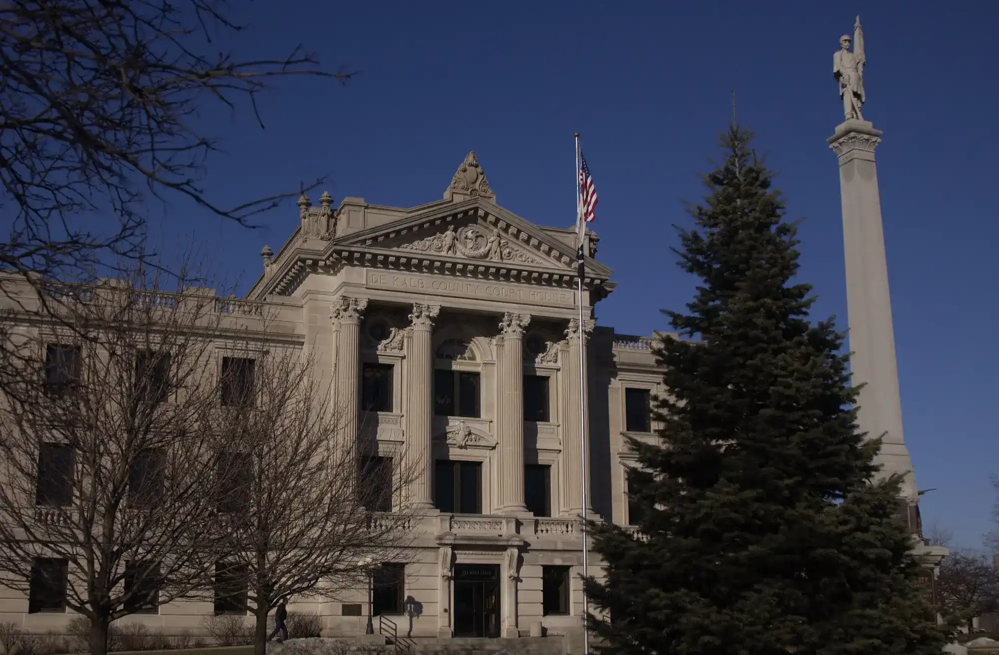 DeKalb County Courthouse facade in Sycamore, Illinois