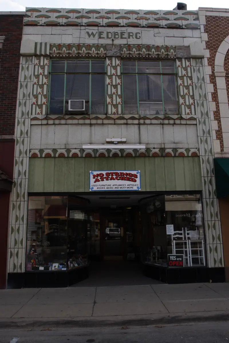Downtown DeKalb street scene near Cortland, Illinois