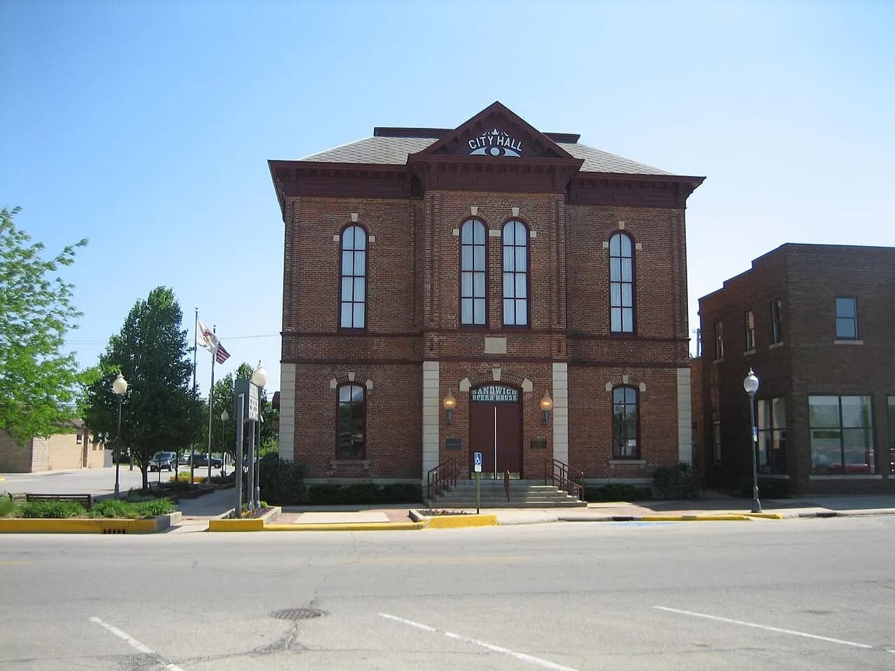 Sandwich City Hall and Opera House in downtown Sandwich, Illinois